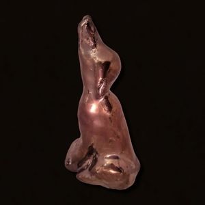 RAKU Naive Pottery Howling Wolf Figurine Created By Marion Ball